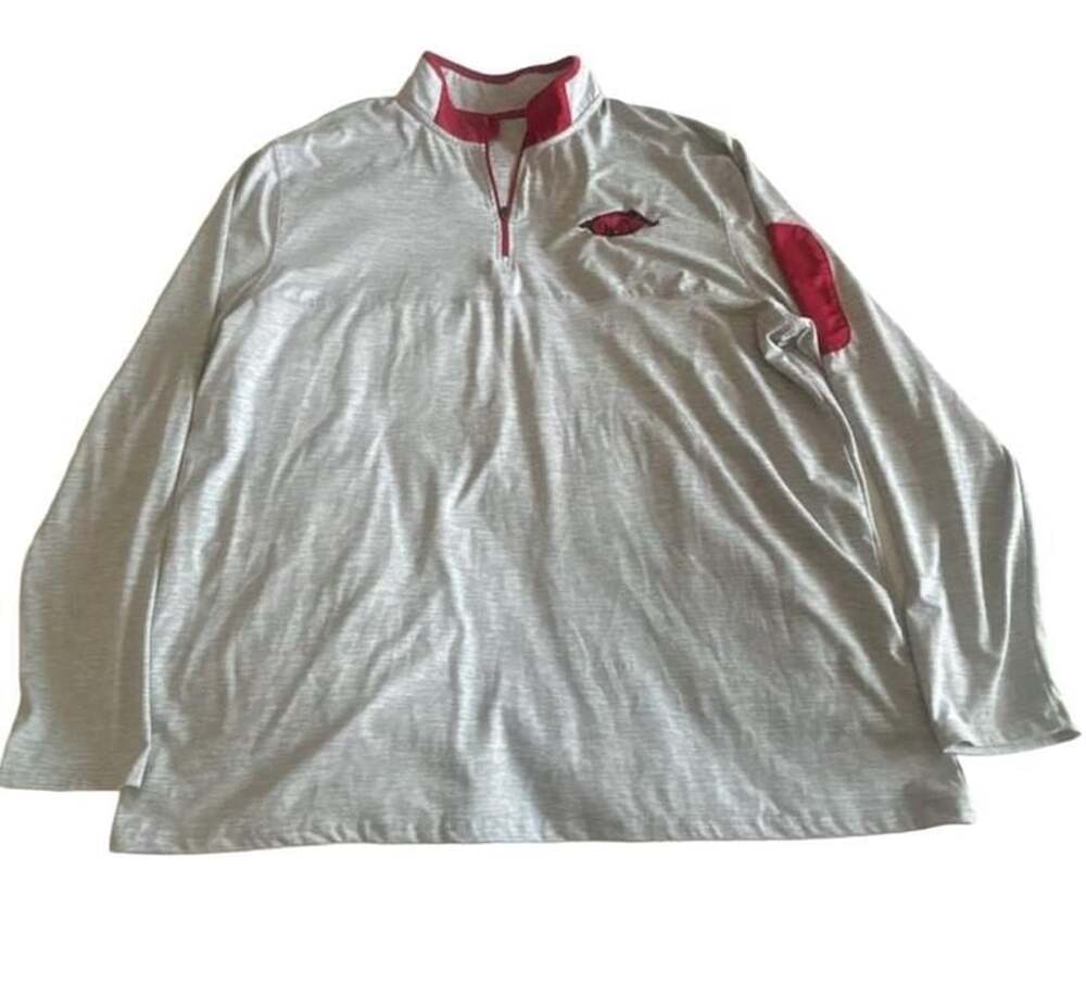 Colosseum Arkansas Razorbacks Men's Heathered Gray Quarter-Zip Pullover XXL